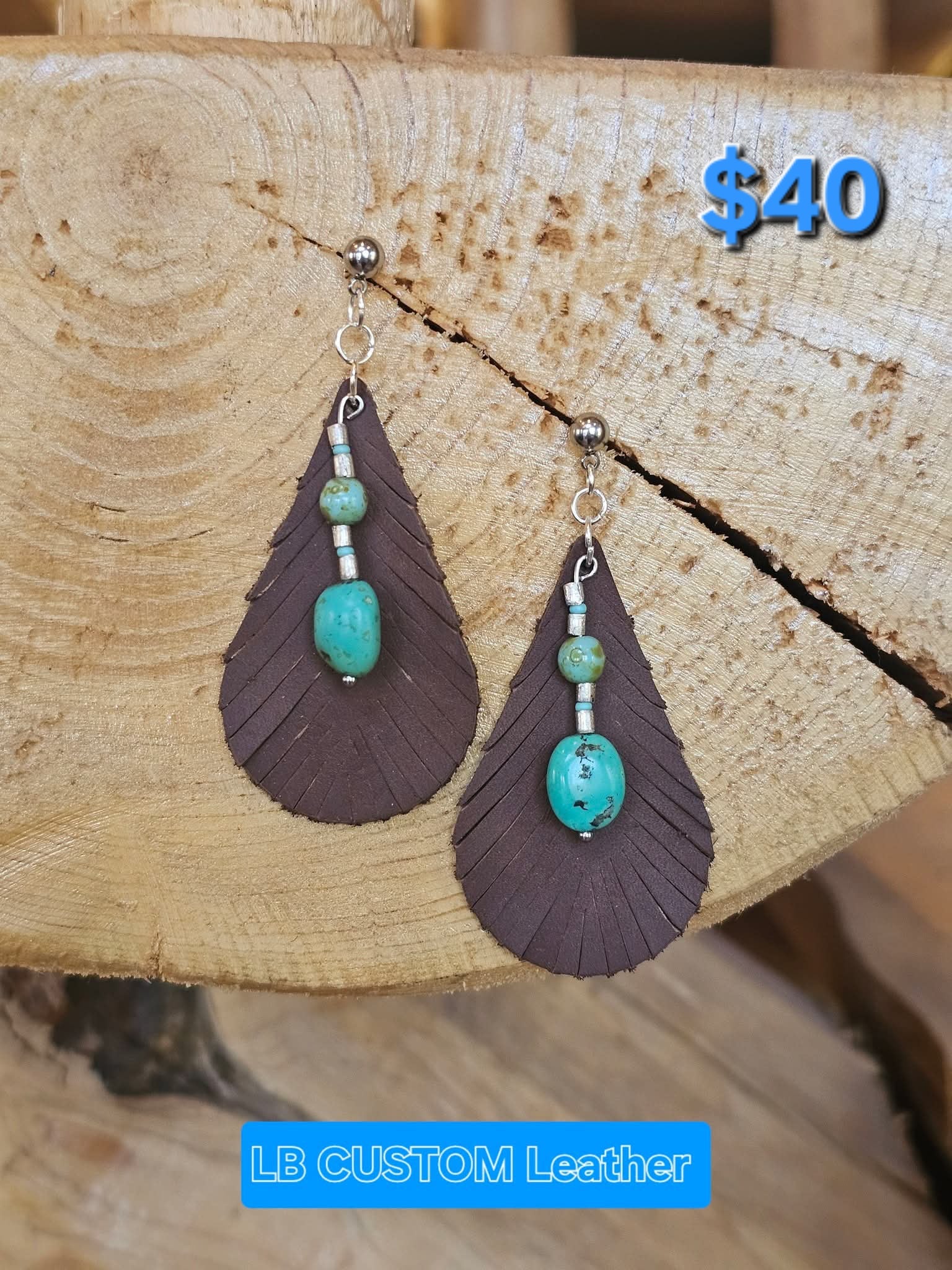 Fringe turquoise and silver earrings